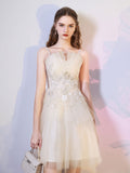 Champagne Mini/Short Prom Dresses, Champagne Homecoming Dresses