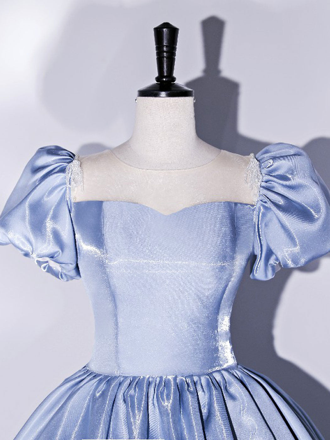 Blue Satin Long Prom Dress, Blue Satin Formal Evening Dress