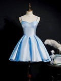Cute blue sweetheart neck short prom dress, blue homecoming dress