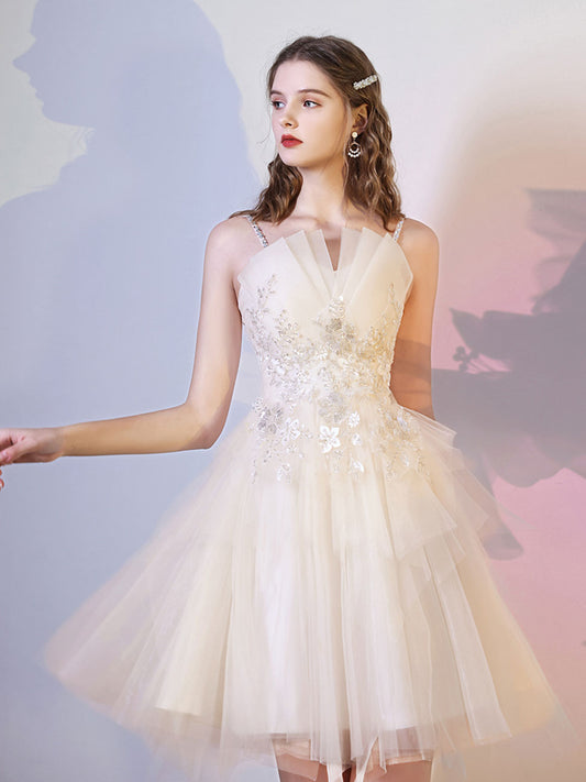 Champagne Mini/Short Prom Dresses, Champagne Homecoming Dresses