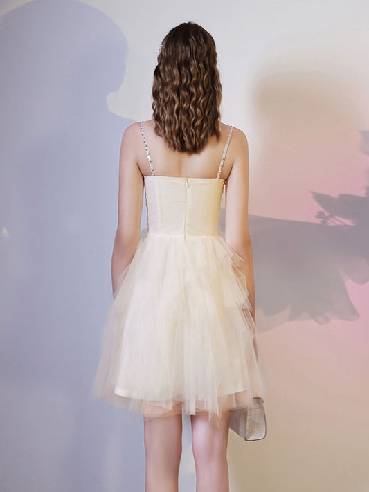 Champagne Mini/Short Prom Dresses, Champagne Homecoming Dresses