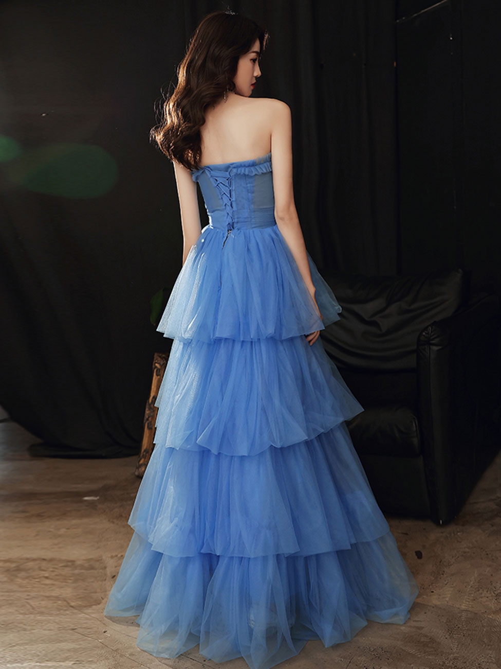 Blue Sweetheart Neck Long Prom Dress, Formal Blue Graduation Dress, Sweet 16 Dress