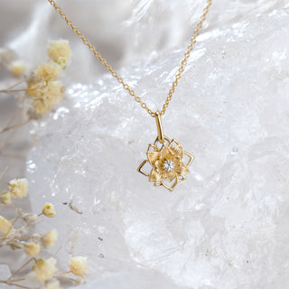 Lotus Double Layer Pendant Necklace