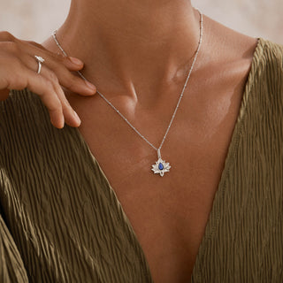 Lotus Lapis Lazuli Pendant Necklace