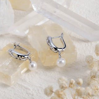 Orchid Pearl Huggie Earrings