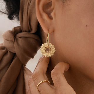 Mandala Open Circle Charm Hoop Earrings