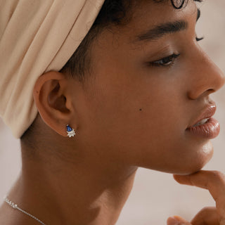 Lotus Lapis Lazuli Stud Earrings