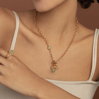 Mistletoe Prehnite Asymmetric T-Bar Necklace