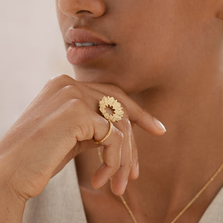 Mandala Open Circle Statement Ring