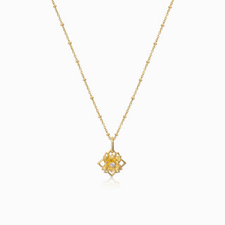 Lotus Double Layer Pendant Necklace
