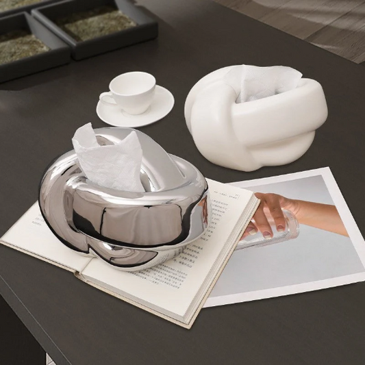 Ceramic Bubble Twisted Knot Tissue Box Holder