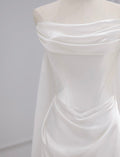 Simple A-line Satin Court Train White Long Prom Dresses, White Evening Dress