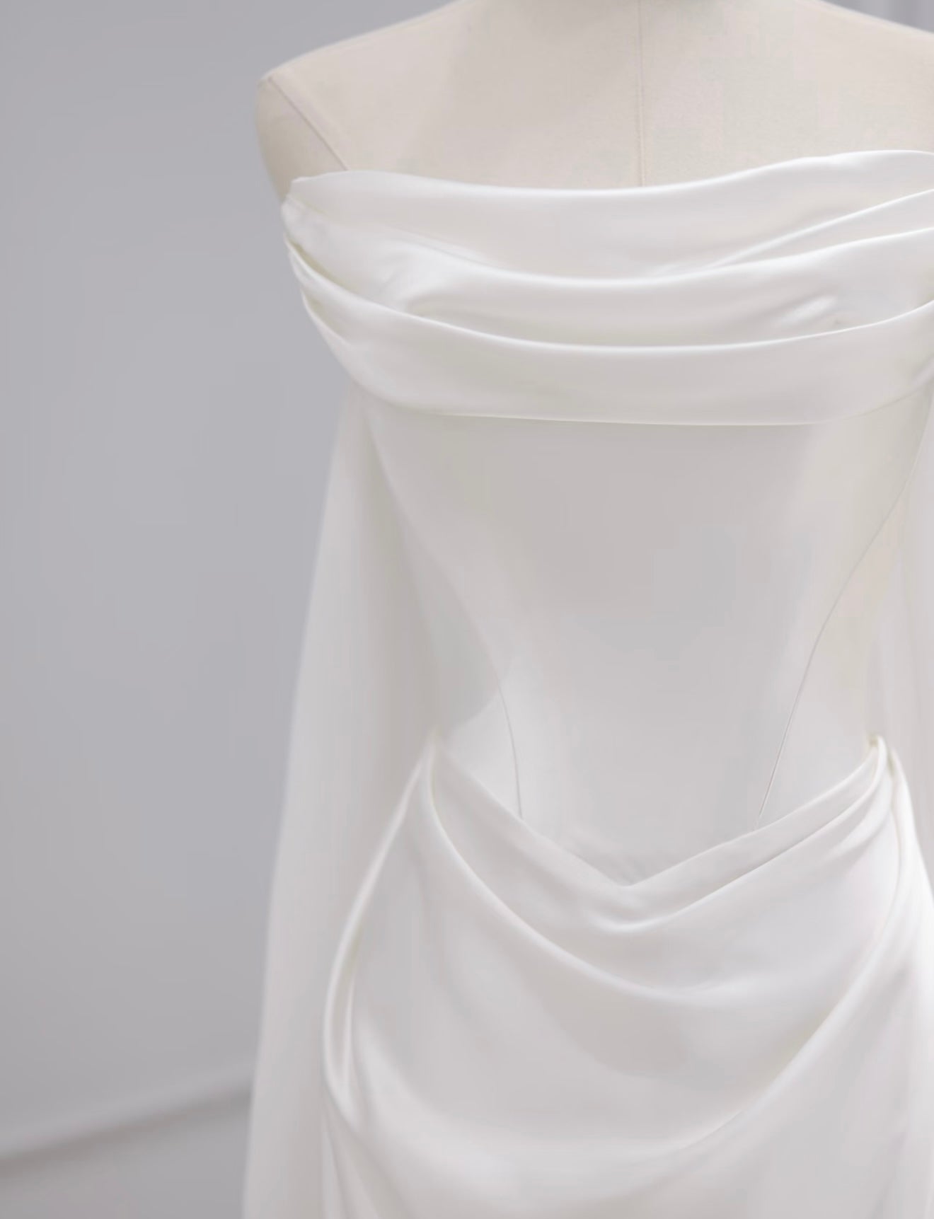 Simple A-line Satin Court Train White Long Prom Dresses, White Evening Dress