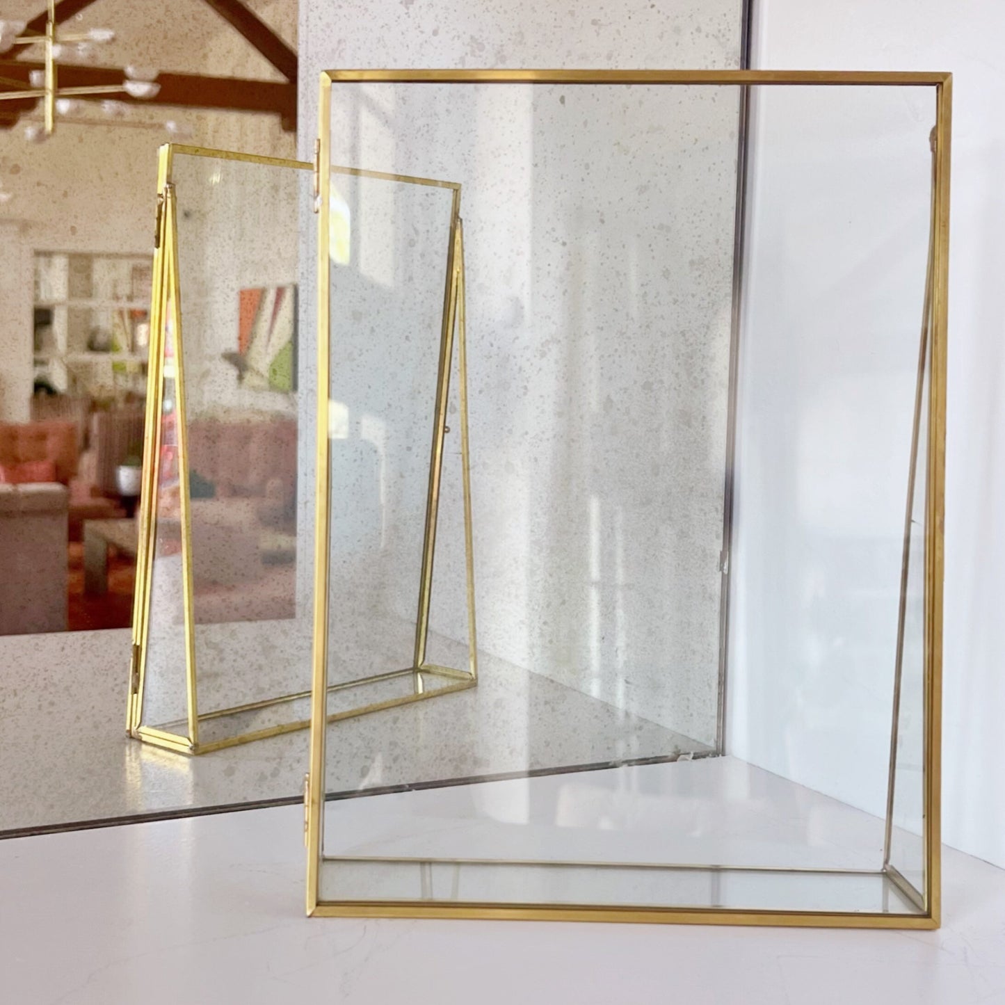 Gold-Edged Display Floating Picture Frames