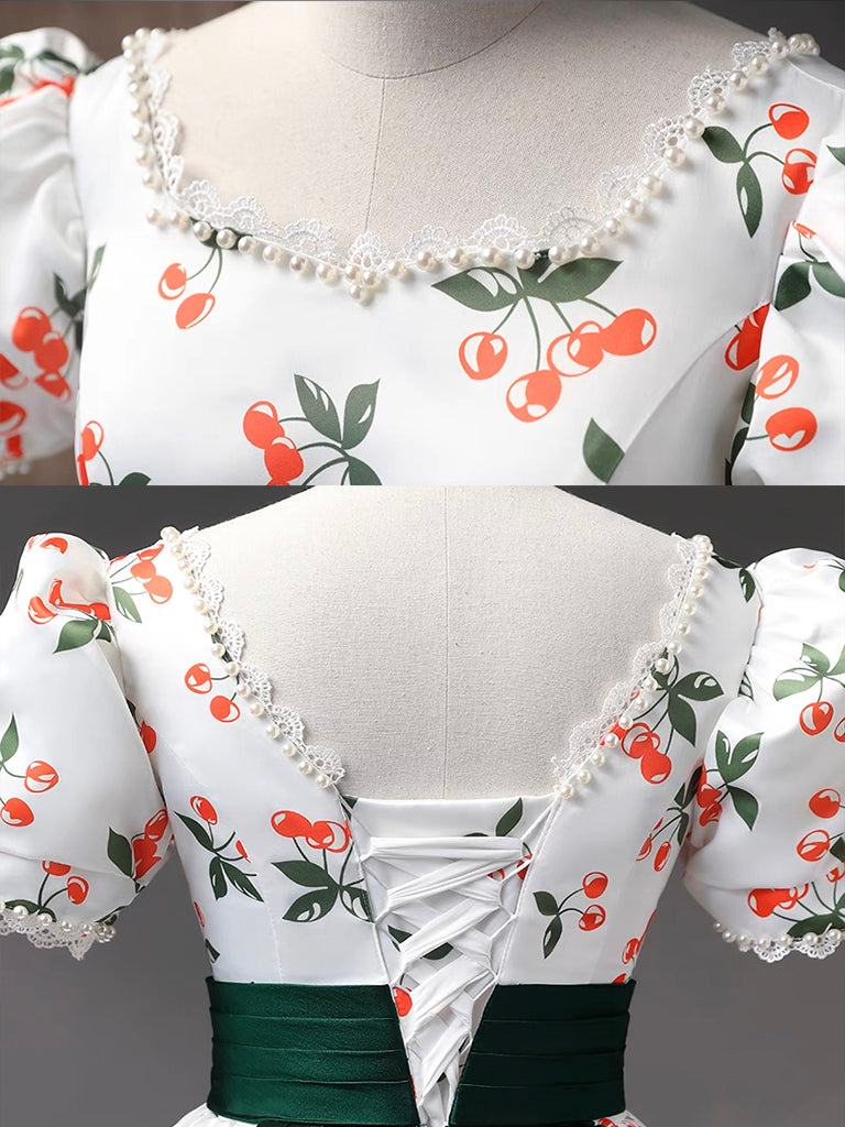 White A-Line Satin Long Prom Dress, White Long Evening Dress