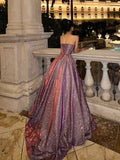 A-Line V Neck Dark Red Satin Long Prom Dress, Long Formal Dress
