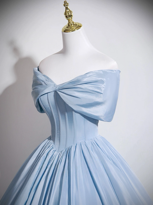 A-Line Blue Long Prom Dress, Blue Long Evening Dress