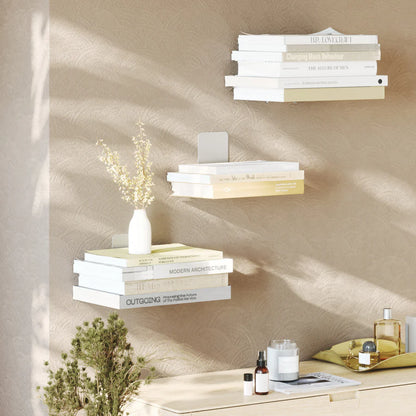 Minimalist Floating Bookshelf – Invisible Wall-Mounted Storage for Books & Decor Set of 3