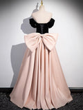 A-Line Off Shoulder Satin Champagne Long Prom Dress, Champagne Long Formal Dress