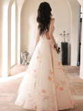 A-Line Champagne Long Prom Dress, Champagne Long Formal Dress